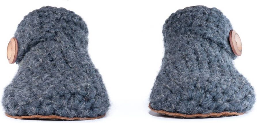 Kingdom of Wow Sloffen Enkelhoogte Wol Barefoot Charcoal Grijs Handgemaakt