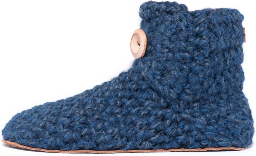 Kingdom of Wow Sloffen Hoog Unisex Wol Barefoot Midnight Blue Handgemaakt
