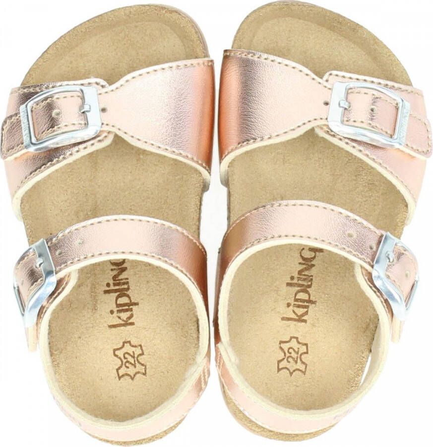 Kipling Easy 4 leren sandalen roségoud