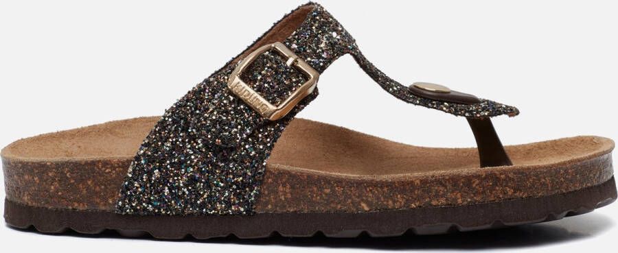 Kipling teenslipper zwart goud Imitatieleer All over print 31