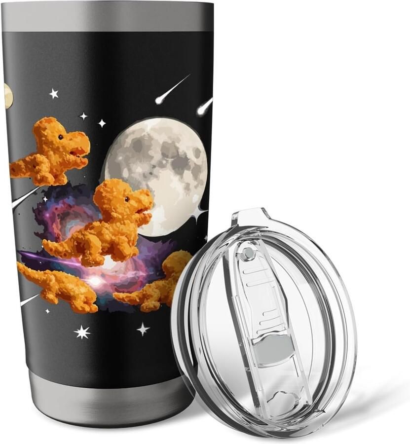 Kipnuggets in de ruimte Grappige kosmische voedseldesign Dubbelwandige roestvrijstalen thermosbeker