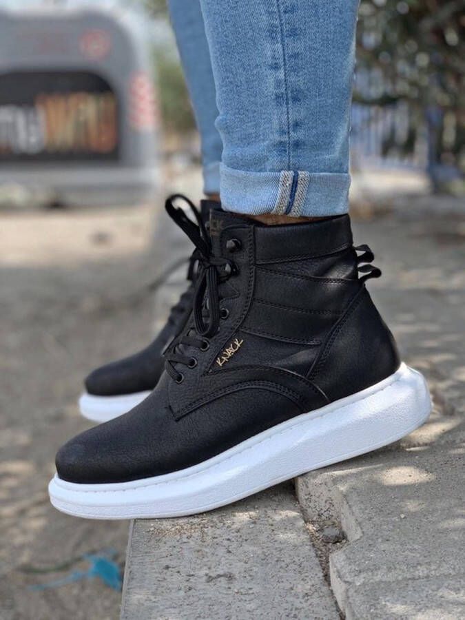 Knack Heren Sneaker zwart hoge sneakers schoenen comfortabele