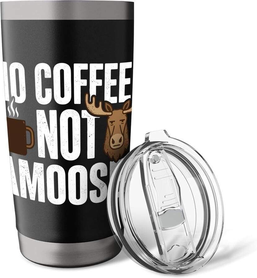 Koffiebeker met grappige elkslogan dubbelwandig roestvrij staal