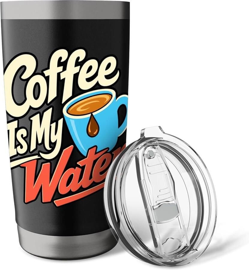 Koffiebeker met grappige tekst dubbelwandig roestvrij staal