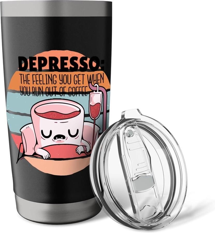 Koffiemok met koffiewit dubbelwandig roestvrij staal