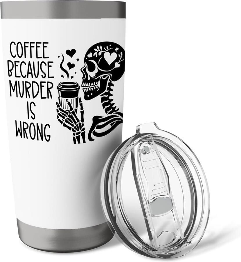 Koffiemok met skelet dubbele wand roestvrij staal