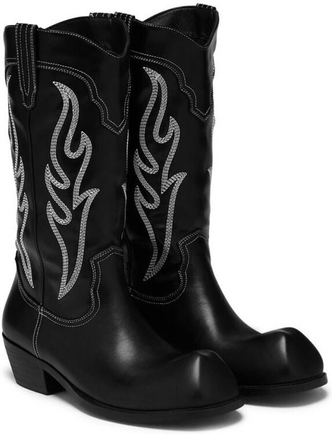 Koi Cryptek Snub Nose Tall Cowboy Boots Black Vintage Laarzen zwart Polyurethaan
