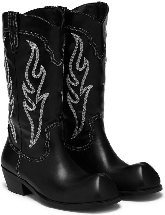 Koi Cryptek Snub Nose Tall Cowboy Boots Black Vintage Laarzen zwart Polyurethaan
