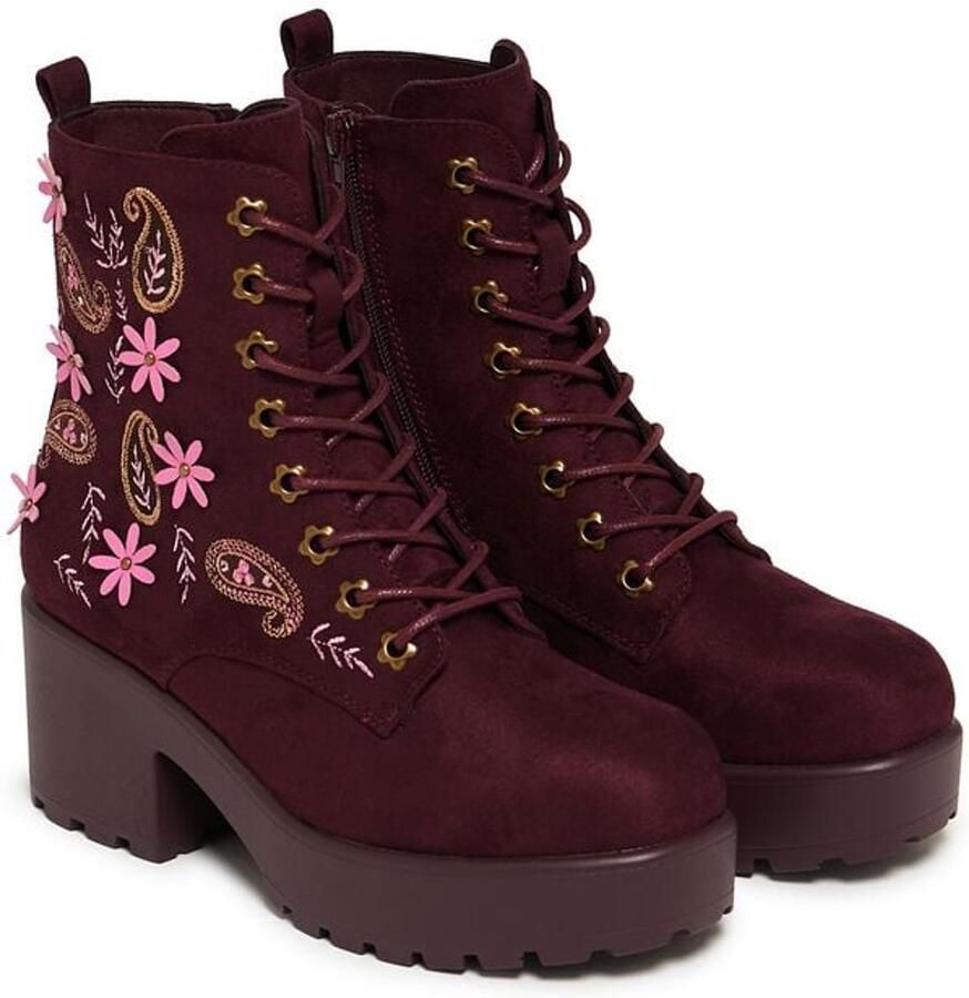 Koi Moonlit Ember Suede Lace Up Boots Dames Laars rood