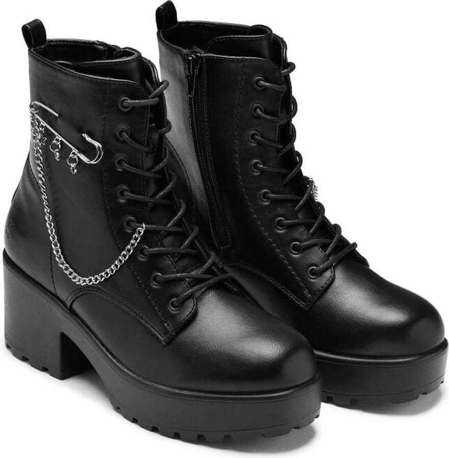 Koi Salvius Safety Pin Military Lace Up Boot Geveterde laarzen zwart Dames