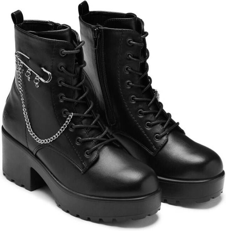 Koi Salvius Safety Pin Military Lace Up Boot Geveterde laarzen zwart Dames