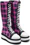Koi Salvius Safety Pin Military Lace Up Boots Geveterde laarzen zwart-felroze Dames - Thumbnail 2