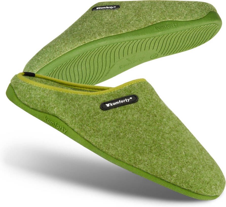 Komforty Pantoffels Sloffen Groen Duurzaam Antislip Unisex Topkwaliteit Sloffen van Italiaans wol Uitneembare traag schuim zool