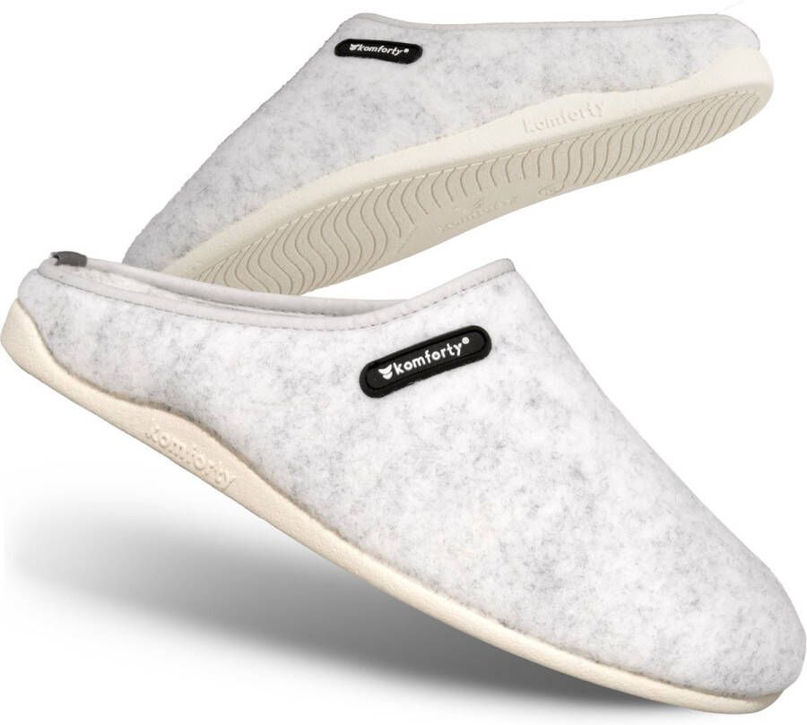 Komforty Pantoffels Sneeuw Wit Duurzaam Antislip Unisex Topkwaliteit Sloffen van Italiaans wol Uitneembare traag schuim zool