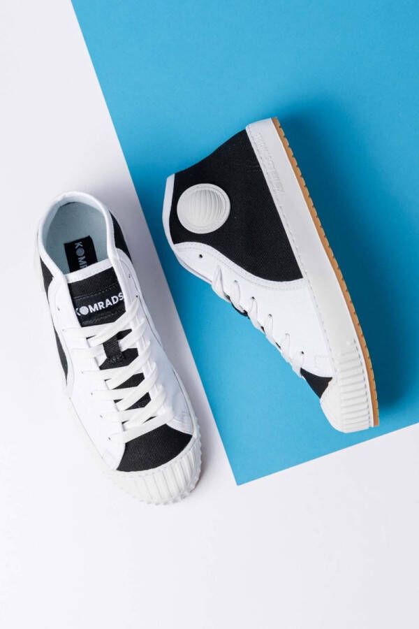Komrads vegan sneakers ICNS Partizan Black&White Schoen uit duurzaam en gerecycleerd materiaal Zwart en Wit