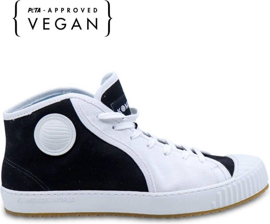 Komrads vegan sneakers ICNS Partizan Black&White Schoen uit duurzaam en gerecycleerd materiaal Zwart en Wit