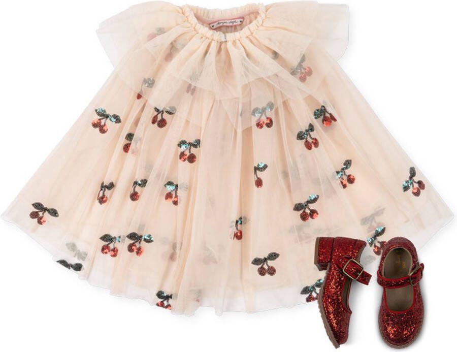 Konges Slöjd Konges Sløjd Verkleedkledij Glitter Feetje Cape en schoentjes Ma Grand Cerise