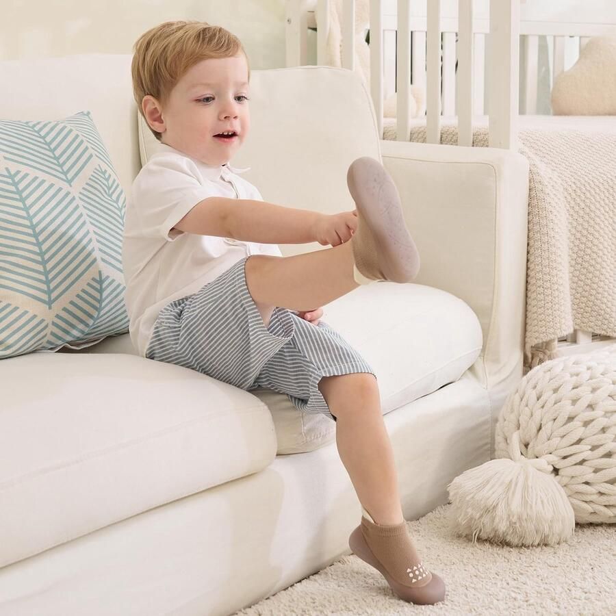 Kraftverdia Baby Schoentjes Unisex Anti-slip Zachte Zool Comfortabel en Ade d Grijs