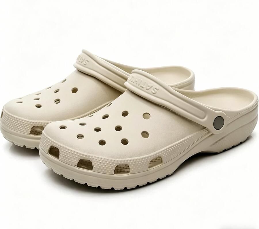 Kraftverdia EVA Clogs omer Instappers met Dikke Zool en Antislip Comfortabele Tuinklomp voor Binnen en Buiten Lichtgewicht en Waterbestendig Unisex Beige
