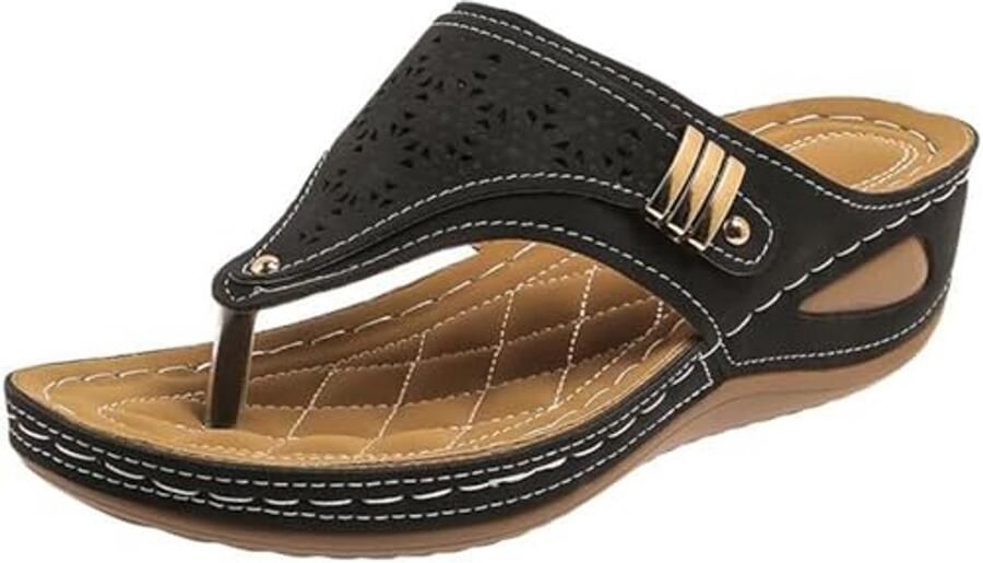 Kraftverdia Generisch Orthopedische sandalen voor dames met ondersteuning van de voetboog wigvormige slippers comfortabel elegant casual strandpantoffels yards