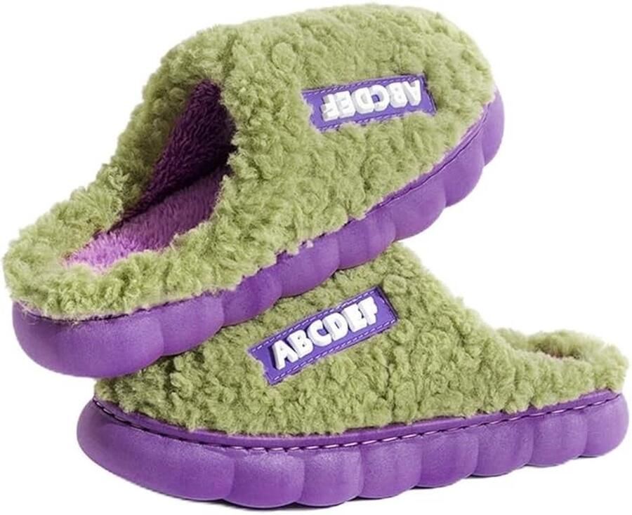 Kraftverdia Pantoffels s-Pantoffels Heren-Pluche traagschuim pantoffels-Warm en antislip-groente