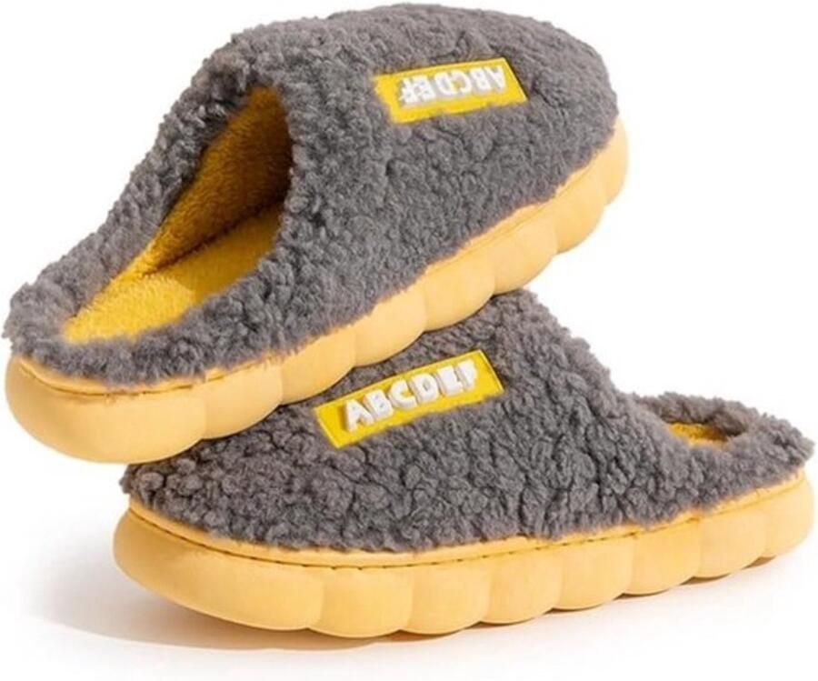 Kraftverdia Pantoffels s-Pantoffels Heren-Pluche traagschuim pantoffels-Warm en antislip-grijs