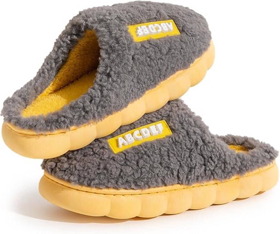 Kraftverdia ™-Pantoffels Dames-Pantoffels Heren-Pluche traagschuim pantoffels-Warm en antislip-grijs