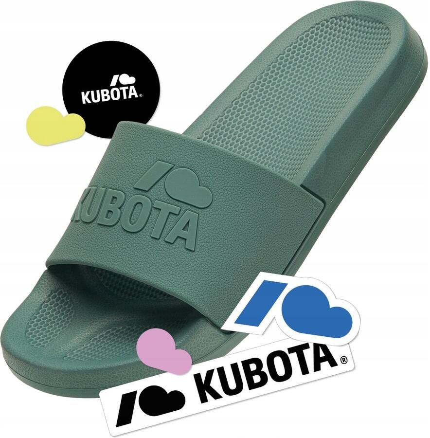 Kubota Basic Plain Heren Slippers Groen + Stickers