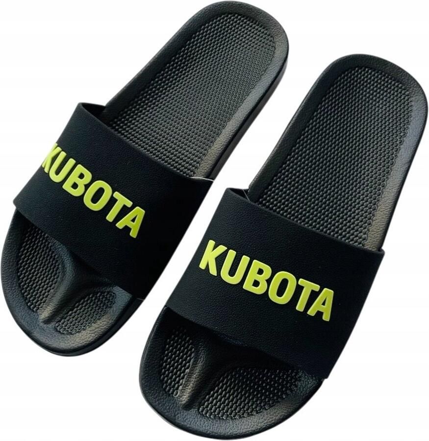 Kubota Basic Zwarte Slippers met Limonkleur Logo