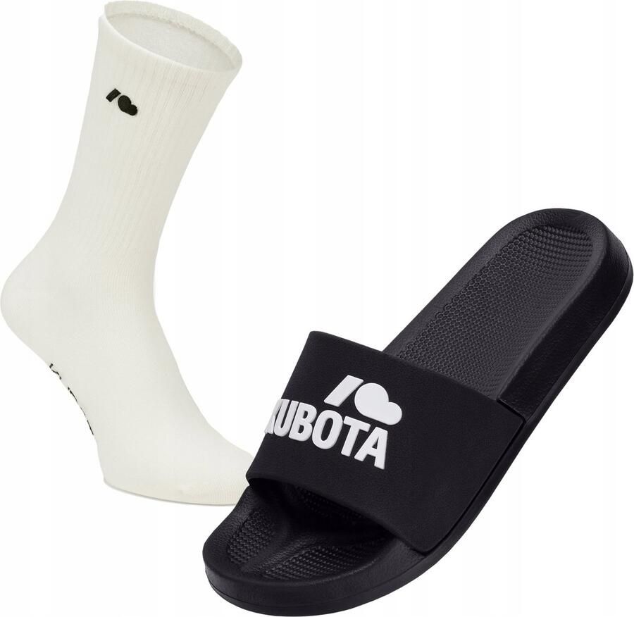 Merkloze Heren Slippers Zwart + Sportsokken Cadeauset