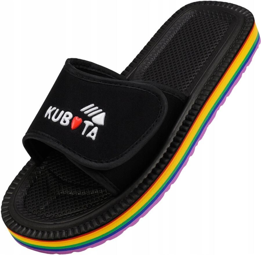Kubota Heren Slippers Klittenband Zwart Comfortabel
