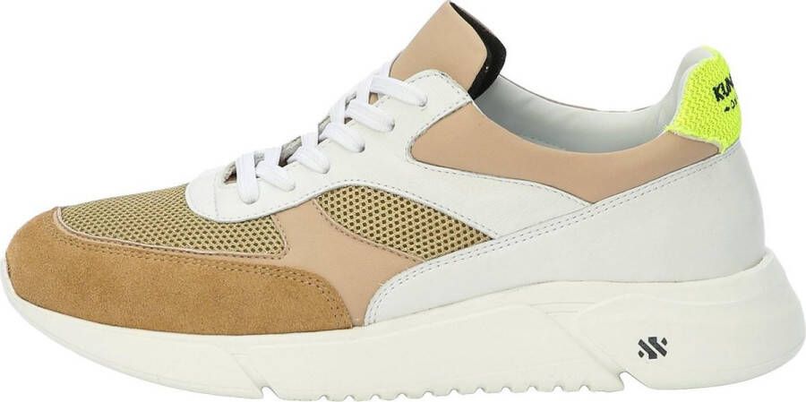 Kunoka ARI platform sneaker beige and fluo yellow Sneakers Dames Beige Geel