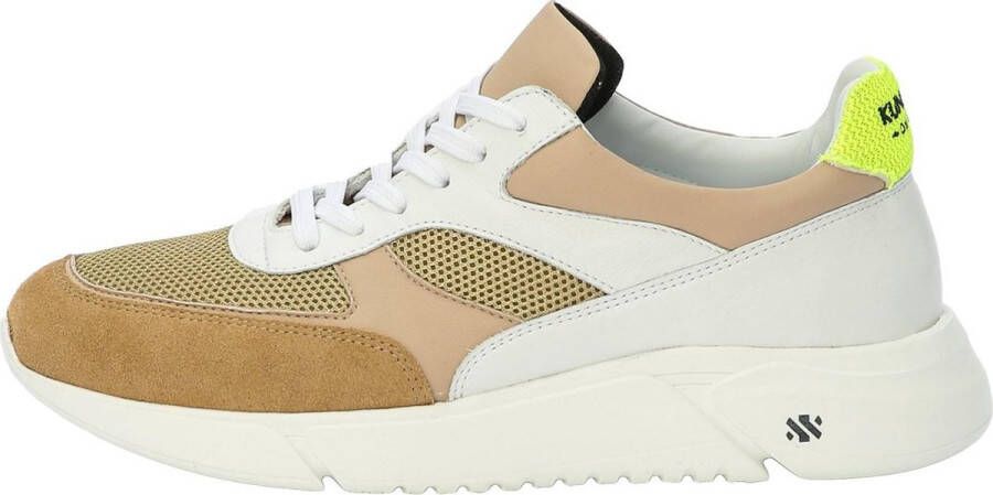 Kunoka ARI platform sneaker beige and fluo yellow Sneakers Dames Beige Geel  - Schoenen.nl