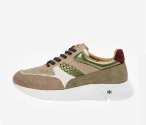 Kunoka ARI platform sneaker khaki and beige Sneakers Dames Beige Groen Wit