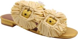 Kurt Geiger London Raffia Buckle Flat Sdl Slippers Dames Goudkleurig