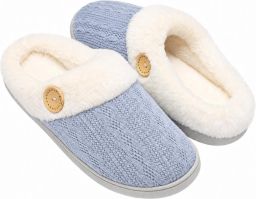 KZQ Warme Huispantoffels voor en Pluche Slippers met Traagschuim en Zachte Voering Lichtgewicht Antislip Pantoffels met Gesloten Teen Voor Binnen en Buiten in Herfst en Winter Lichtblauw