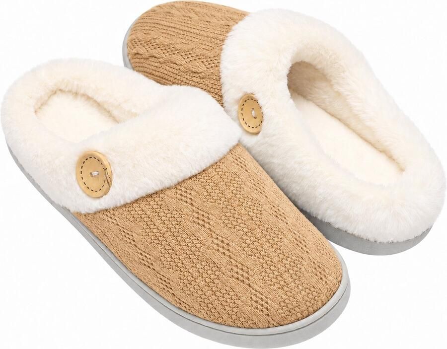 KZQ Warme Huispantoffels voor en Pluche Slippers met Traagschuim en Zachte Voering Lichtgewicht Antislip Pantoffels met Gesloten Teen Voor Binnen en Buiten in Herfst en Winter Geel