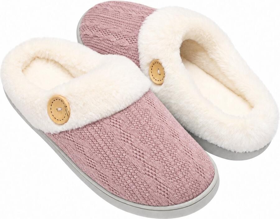 KZQ Warme Huispantoffels voor en Pluche Slippers met Traagschuim en Zachte Voering Lichtgewicht Antislip Pantoffels met Gesloten Teen Voor Binnen en Buiten in Herfst en Winter Roze
