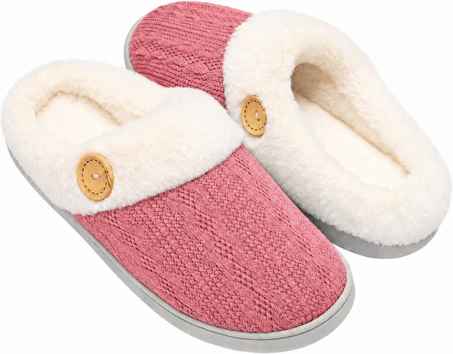 KZQ Warme Huispantoffels voor en Pluche Slippers met Traagschuim en Zachte Voering Lichtgewicht Antislip Pantoffels met Gesloten Teen Voor Binnen en Buiten in Herfst en Winter Rood