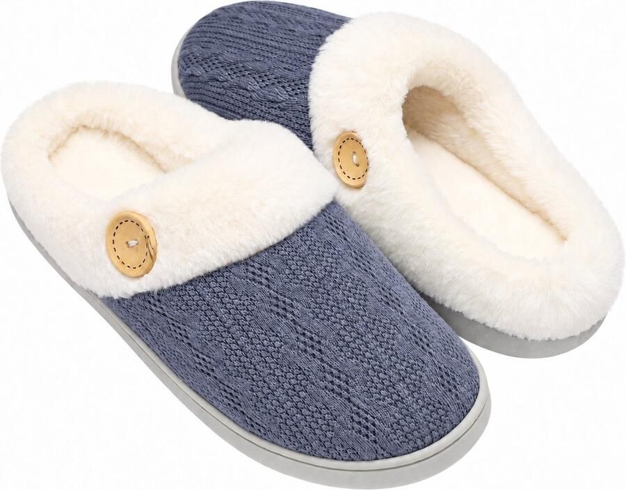 KZQ Warme Huispantoffels voor en Pluche Slippers met Traagschuim en Zachte Voering Lichtgewicht Antislip Pantoffels met Gesloten Teen Voor Binnen en Buiten in Herfst en Winter Orchideegrijs