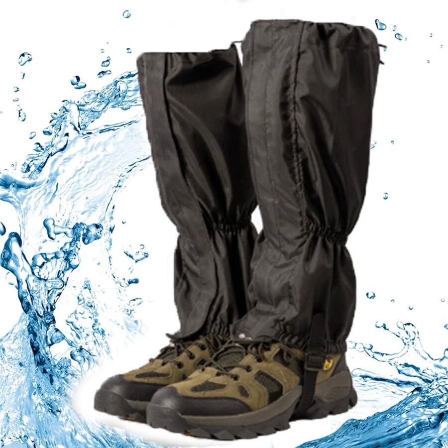KZQ Waterdichte schoenovertrek en beenkappen uniseks met rits Ade d en winddicht Bescherming tegen modder en sneeuw Voor wandelen skiën klim fietsen en snowboarden 40x Zwart