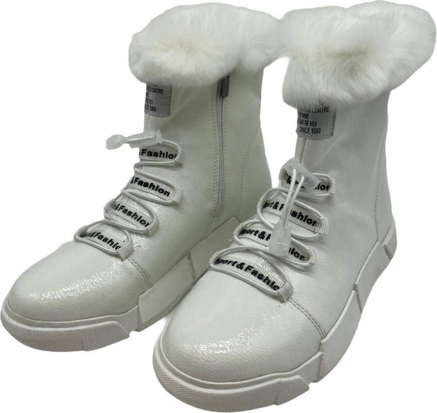 La Pèra Witte Boots met veter Dames Laarzen Wit Schoenen - Schoenen.nl