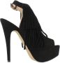 La strada Zwarte Franje Hoge Hak Sandalen Black Dames - Thumbnail 1