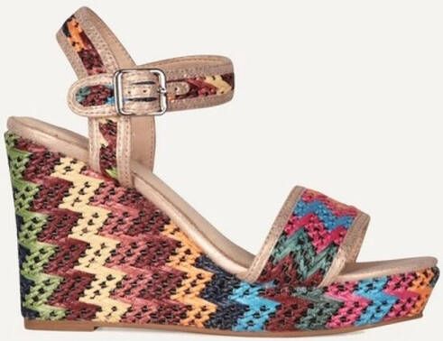 La Strada 2011121 Chenal Multi Raffia Wedge Sandaal