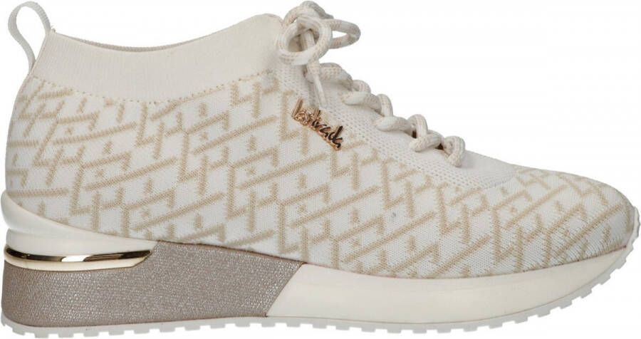 La Strada Dames Sneaker 2101727-4504 white beige weave knitted