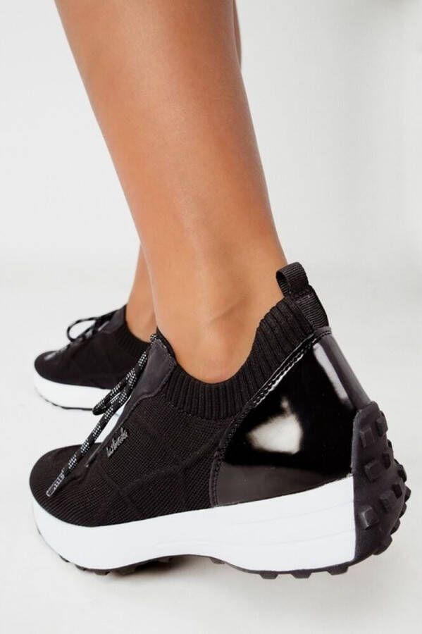 La Strada Zwarte knitted sneaker met steentjes dames - Foto 3