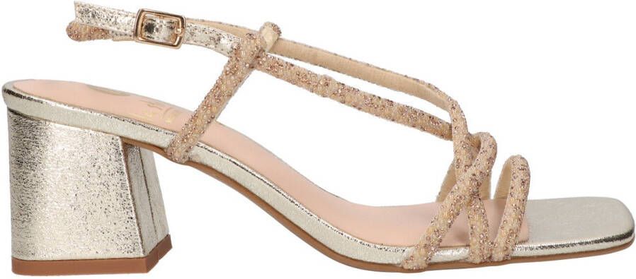 La Strada Gouden strass sandaletten met blokhak dames