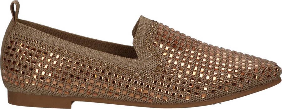 La Strada Knitted loafer goud met steentjes dames