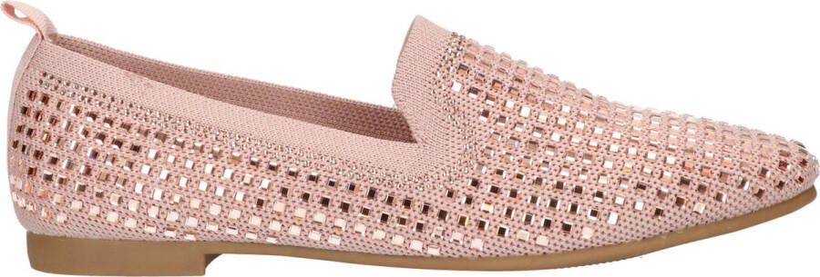 La Strada Knitted loafer roze met steentjes dames