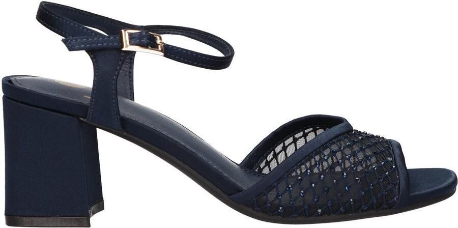 La Strada Blokhak blauw mesh met steentjes dames